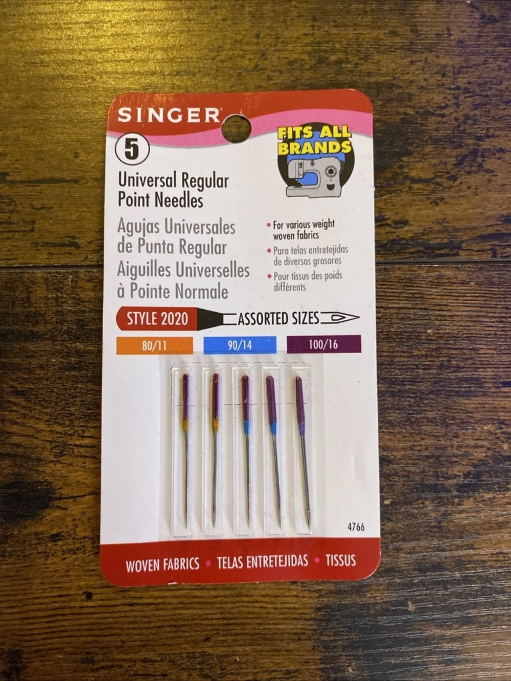SINGER 5 Pk-Universal Regular Point MACHINE NEEDLES #2020, Sz. 80/11 9/14 100/16
